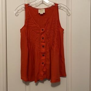 MaEVe dark orange rayon button tank